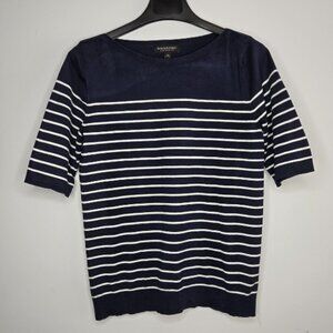 Banana Republic Navy & White Striped Cotton Sweater – Boatneck – Size M